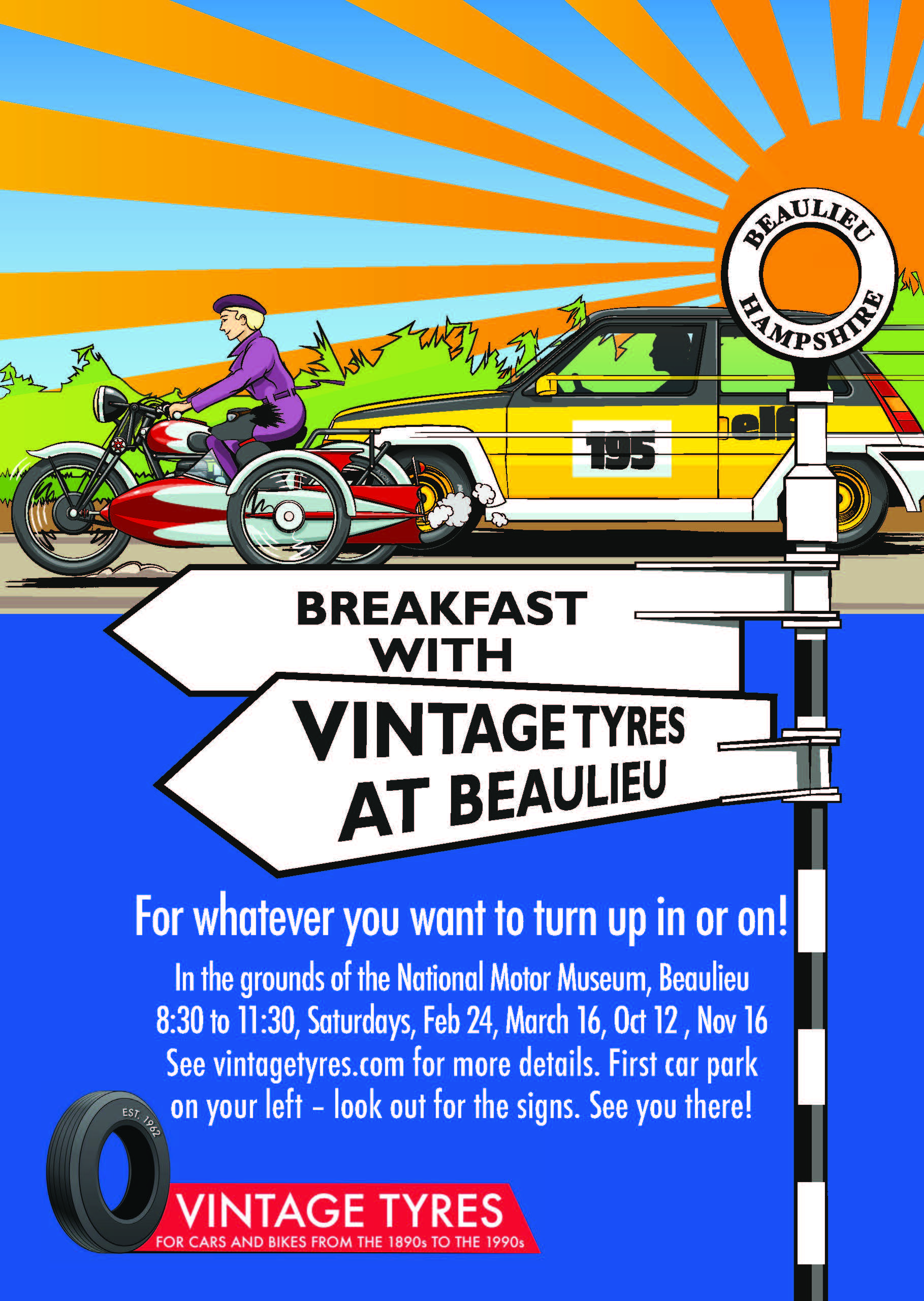Join Vintage Tyres at Beaulieu for breakfast in 2024!