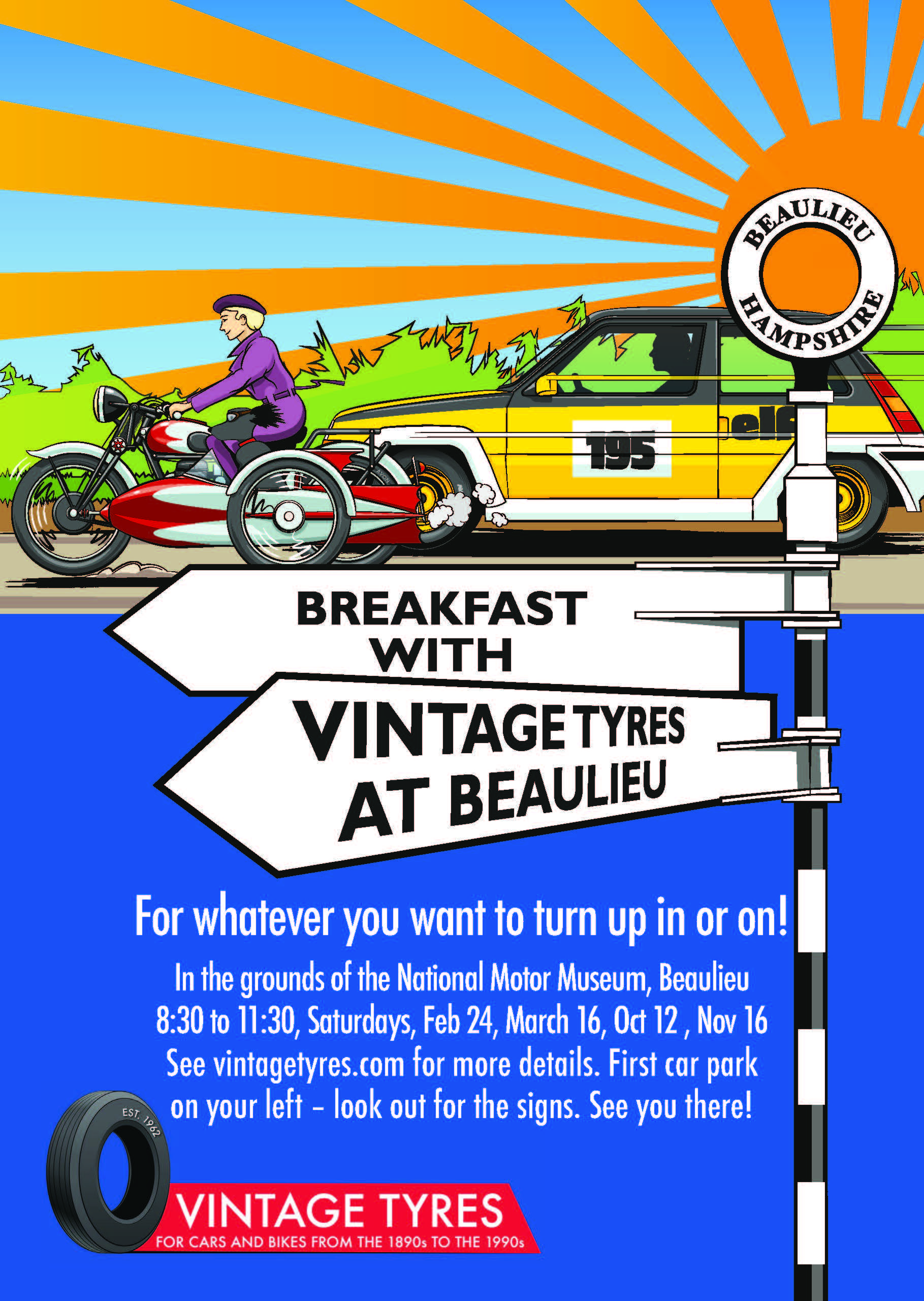 Join Vintage Tyres at Beaulieu for breakfast on Saturday, November 16