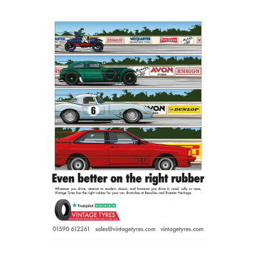 Vintage Tyres Cars Advert Poster (2021) A5