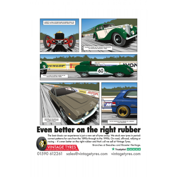 Vintage Tyres Cars Advert Poster (2022) A5